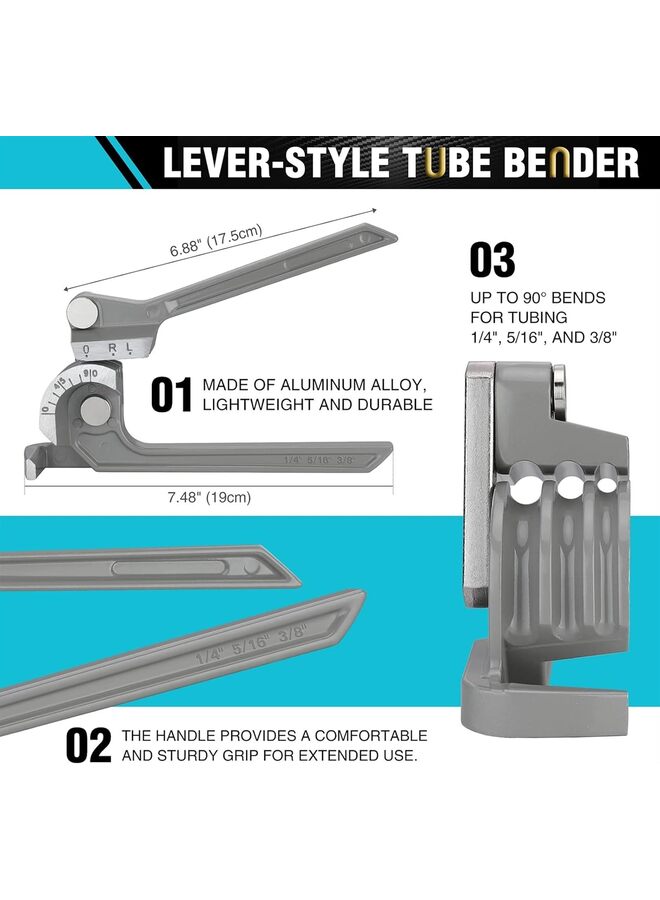 يُسلِّم أداة ثني الأنابيب، أداة ثني الأنابيب، 3 في 1، 1/4 بوصة، 5/16 بوصة، 3/8 بوصة، للأنابيب النحاسية والنحاسية والألومنيوم والفولاذية الرقيقة - Image 2